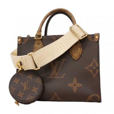 【6dd4854】ルイヴィトン ハンドバッグ モノグラム・ジャイアント リバース オンザゴーPM M46373 ブラウン 2wayバッグ【中古】レディース