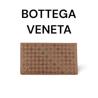 ボッテガヴェネタ レザー×パイソン 長財布 ベージュ イントレチャート