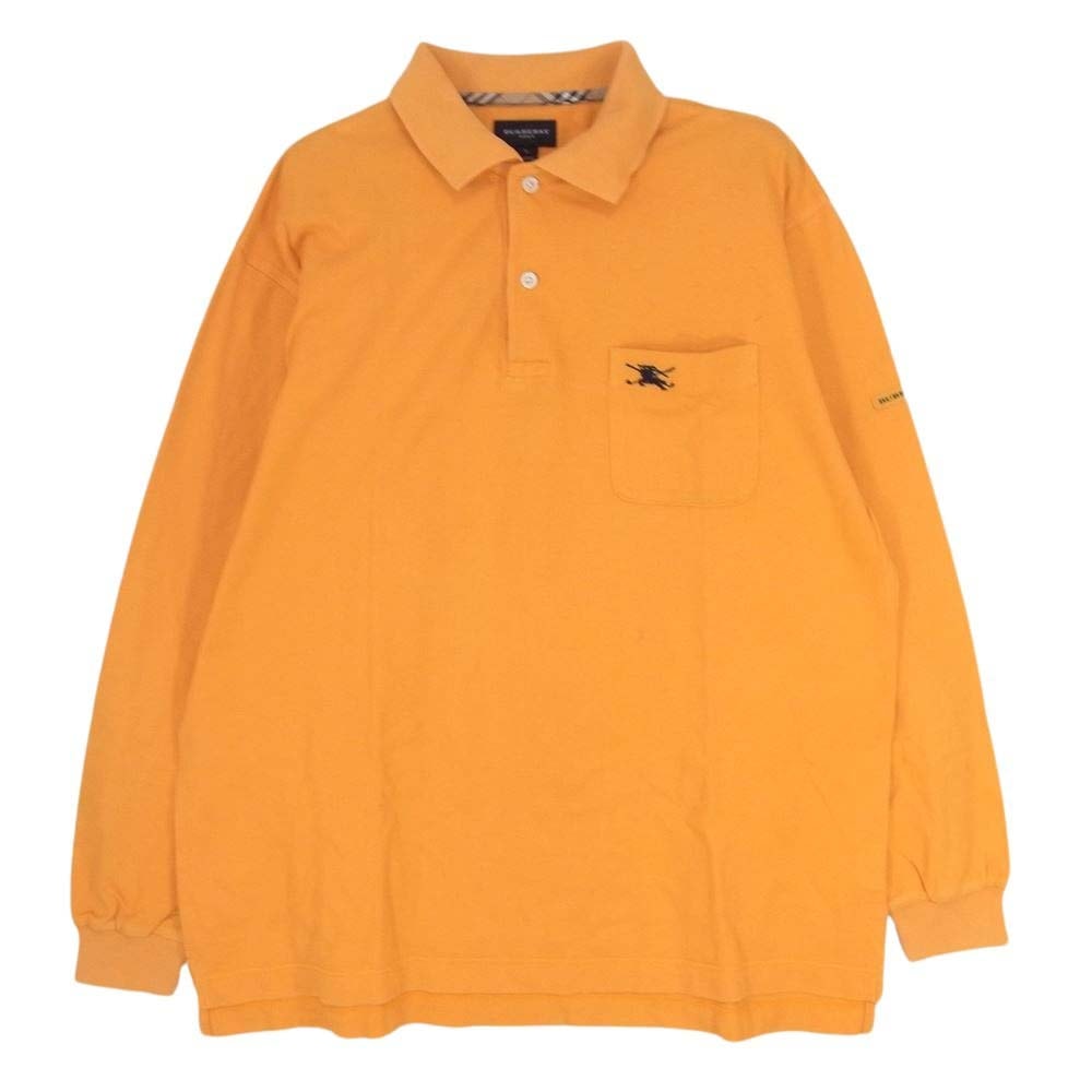BURBERRY バーバリー ポロシャツ burberrys ワンポイント 刺繍 ロゴ 長袖 ポロシャツ オレンジ系 L【中古】