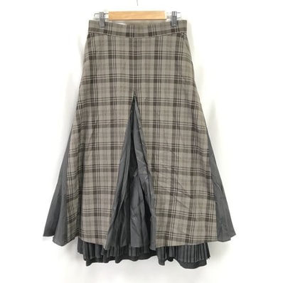 タグ付き未使用品★Ray BEAMS/レイビームス★ロングスカート【1/beige/ベージュ/チェック柄】プリーツ/Skirts◆cBH868