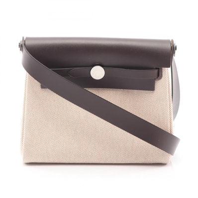 エルメス HERMES エールバッグジップ ミニ ショルダーバッグ バッグ キャンバス レザー トワルアッシュ / ヴァッシュハンター トワルアッシュ エクリュ K刻印(2025年製造) レディース アイボリー系 / ブラウン系 / エベンヌ 【中古】