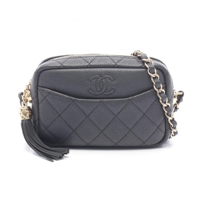 シャネル CHANEL マトラッセ フリンジ ミニ カメラバッグ ショルダーバッグ バッグ キャビアスキン(グレインドカーフ) レディース ブラック系 A57718 【中古】