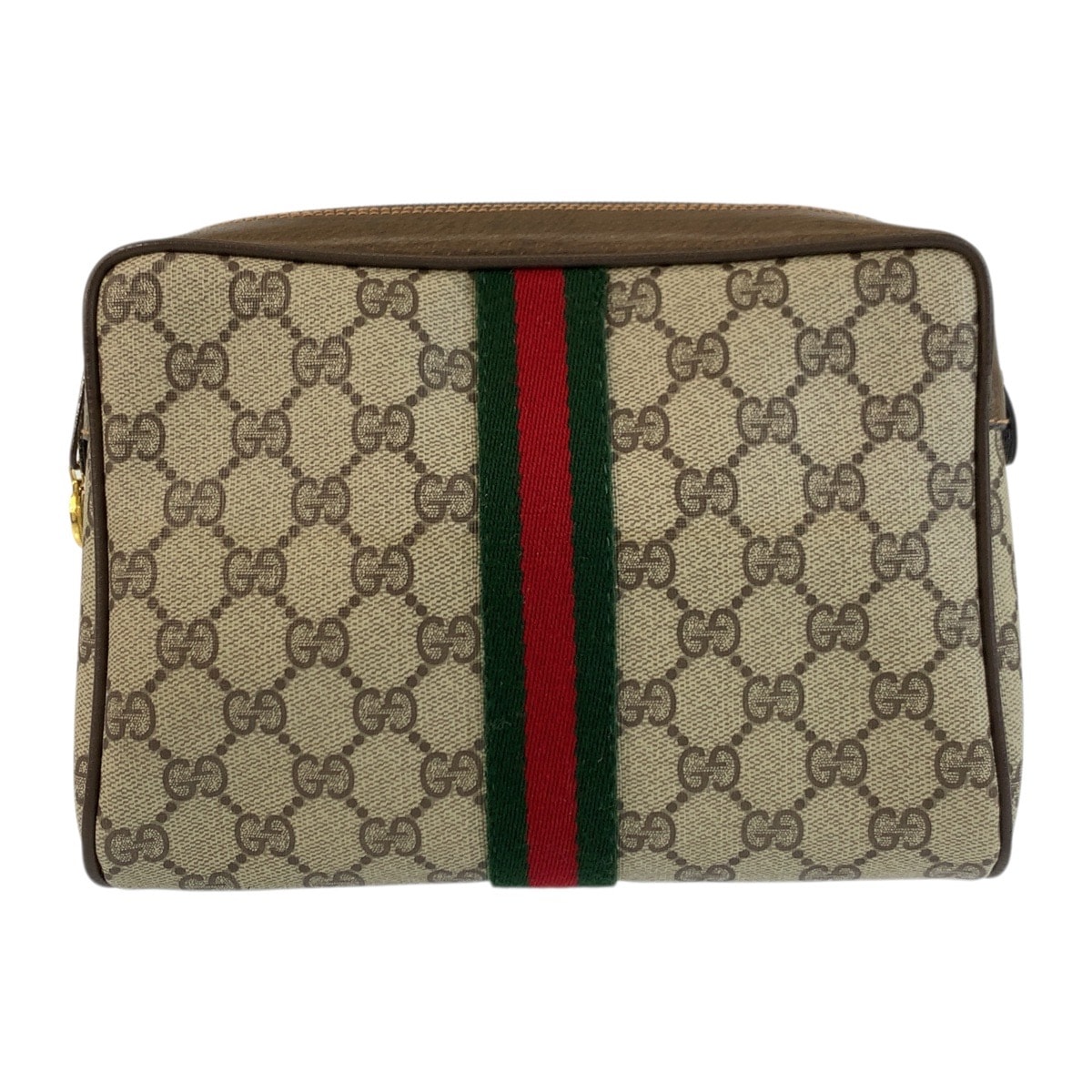 美品 GUCCI グッチ ヴィンテージ シェリーライン ベージュ ブラウン ゴールド金具 GGスプリームキャンバス レザー/ クラッチバッグ セカンドバッグ 600723 【中古】