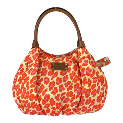 美品 Kate Spade ケイトスペード オレンジ ブラウン ゴールド金具 ナイロン レザー/ トートバッグ ショルダーバッグ 600203 【中古】
