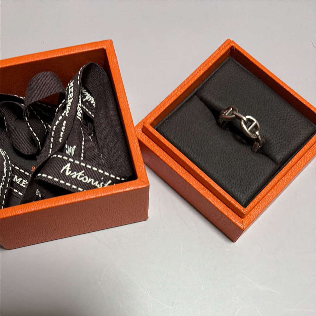 Hermes Chaine D'ancre Enchainee Ring Small Model "Silver"