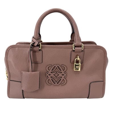 LOEWE ロエベ ハンドバッグ アナグラム アマソナ28 ミニボストンバッグ レザー ブラウン 茶 ゴールド金具 レディース【中古品】