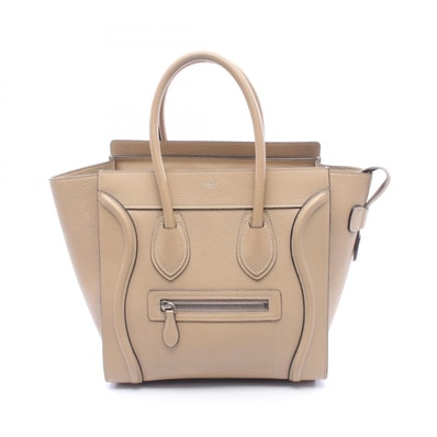 セリーヌ CELINE ラゲージ マイクロ ショッパー ハンドバッグ バッグ レザー レディース ベージュ系 189793 【中古】