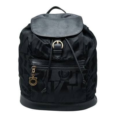 サルヴァトーレフェラガモ ガンチーニ リュック バックパック 216206 ブラック ナイロン レザー レディース Salvatore Ferragamo 中古