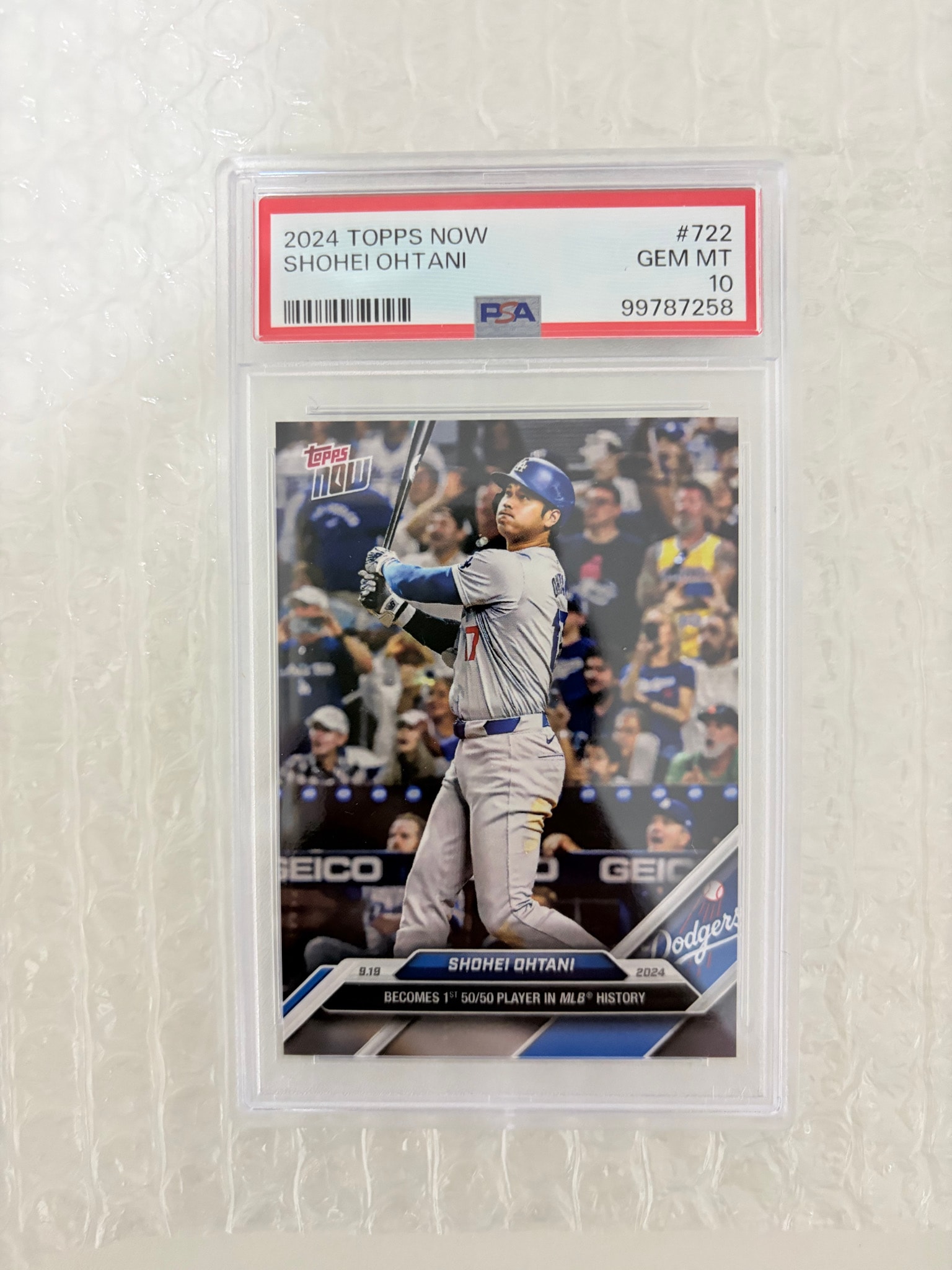 PSA10】大谷翔平 [722](2024 MLB トップスナウカード「50/50 Club 9/19