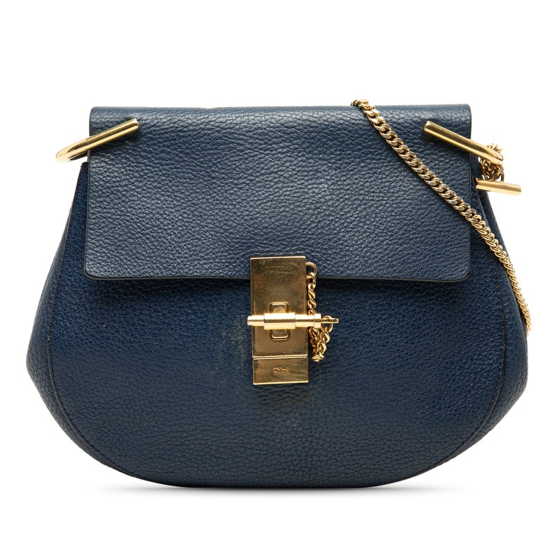 クロエ ドリュー チェーン ショルダーバッグ ネイビー レザー レディース Chloe 【中古】