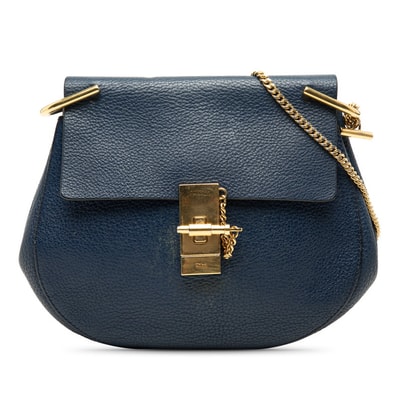 クロエ ドリュー チェーン ショルダーバッグ ネイビー レザー レディース Chloe 【中古】
