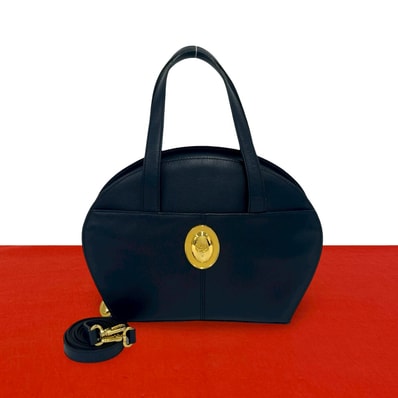 Christian Dior ディオール CD ロゴ 金具 レザー ショルダーバッグ ネイビー
83611