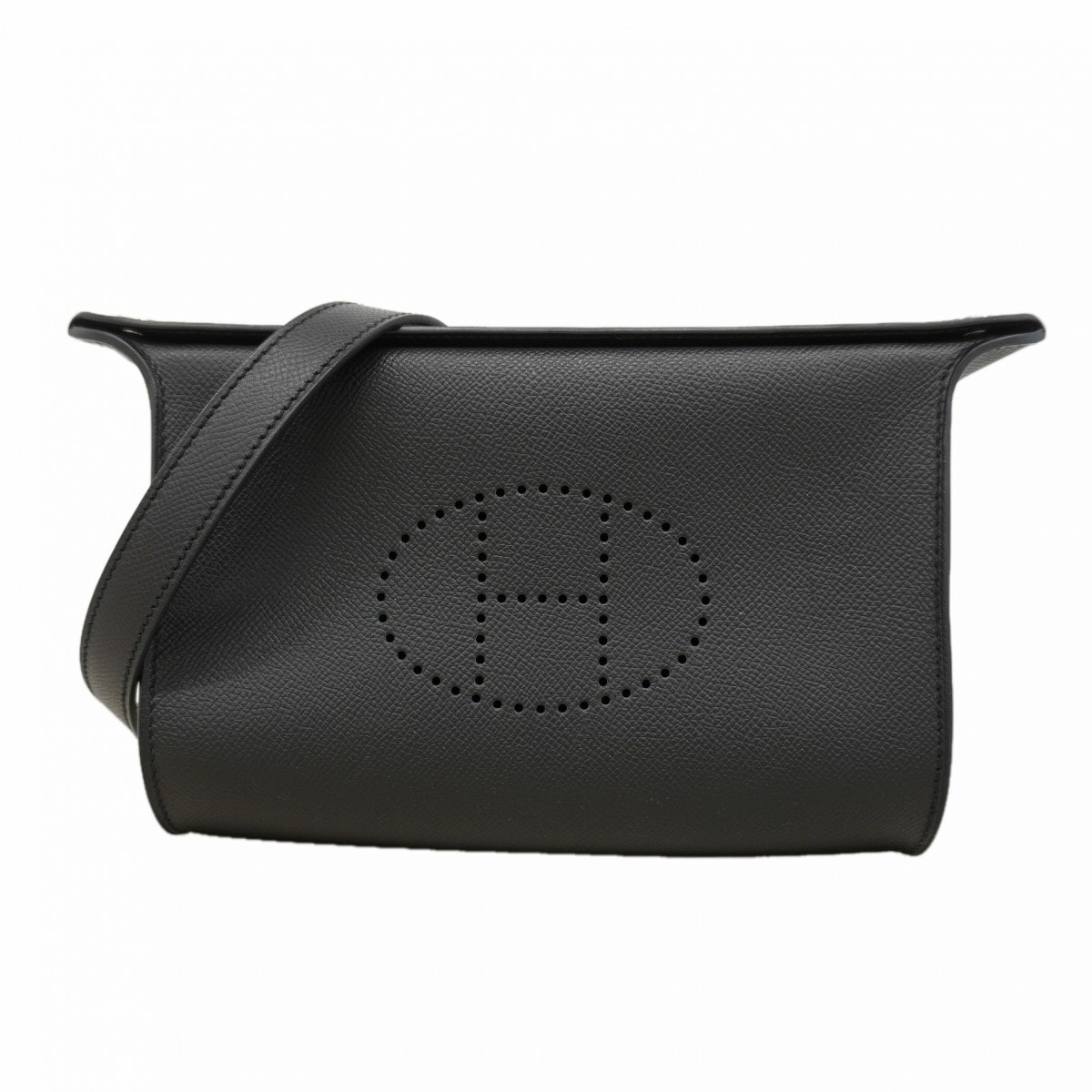 【6fc4398】エルメス ショルダーバッグ ウィドポッシュ ヴォーエプソン ブラック シルバー金具 K刻印【中古】レディース