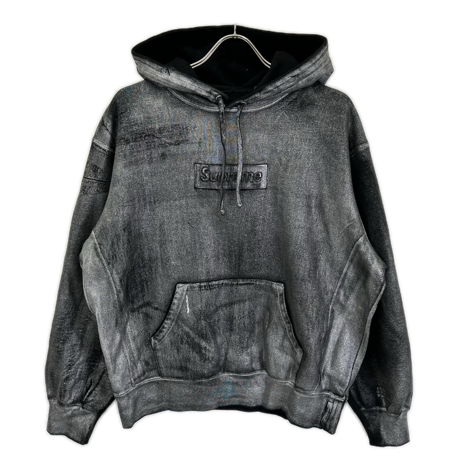 シュプリーム ×メゾンマルジェラ 24SS ブラック フォイル ボックス ロゴ フーデッドパーカー S