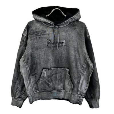 シュプリーム ×メゾンマルジェラ 24SS ブラック フォイル ボックス ロゴ フーデッドパーカー S