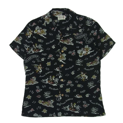 HYSTERIC GLAMOUR ヒステリックグラマー 17SS 02171AH08 レーヨン 総柄 アロハシャツ 開襟 半袖 シャツ ブラック系 S【中古】