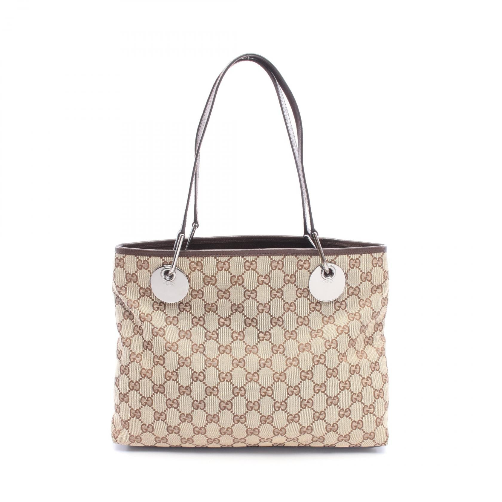 グッチ GUCCI GGキャンバス トートバッグ バッグ キャンバス レザー レディース ベージュ系 / ブラウン系 120837 【中古】