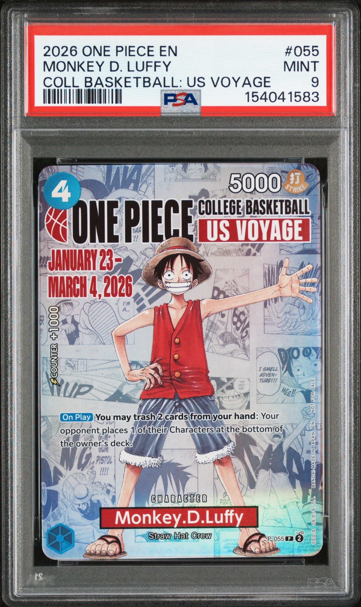 モンキー・D・ルフィ:P (開封済) [P-055]【英語版】(プロモーションカード「ワンピース カレッジ バスケットボール:USボヤージュ」)