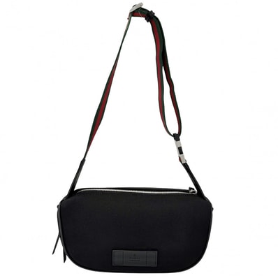 GUCCI グッチ ウエストバッグ ボディバッグ ウエストポーチ シェリーライン 肩掛け 斜め掛け 630920 ナイロン ブラック 黒 シルバー金具 メンズ 美品【中古品】