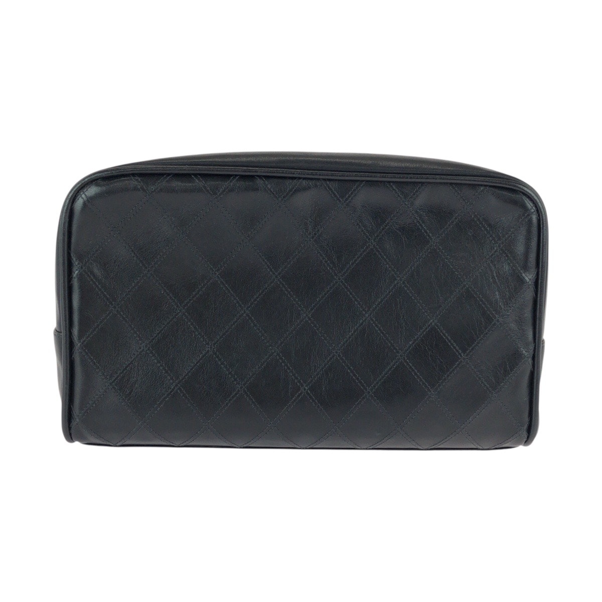 美品 CHANEL シャネル ヴィンテージ ビコローレ ココマーク 化粧ポーチ ブラック 黒 ゴールド金具 レザー ポーチ クラッチバッグ 601013 【中古】