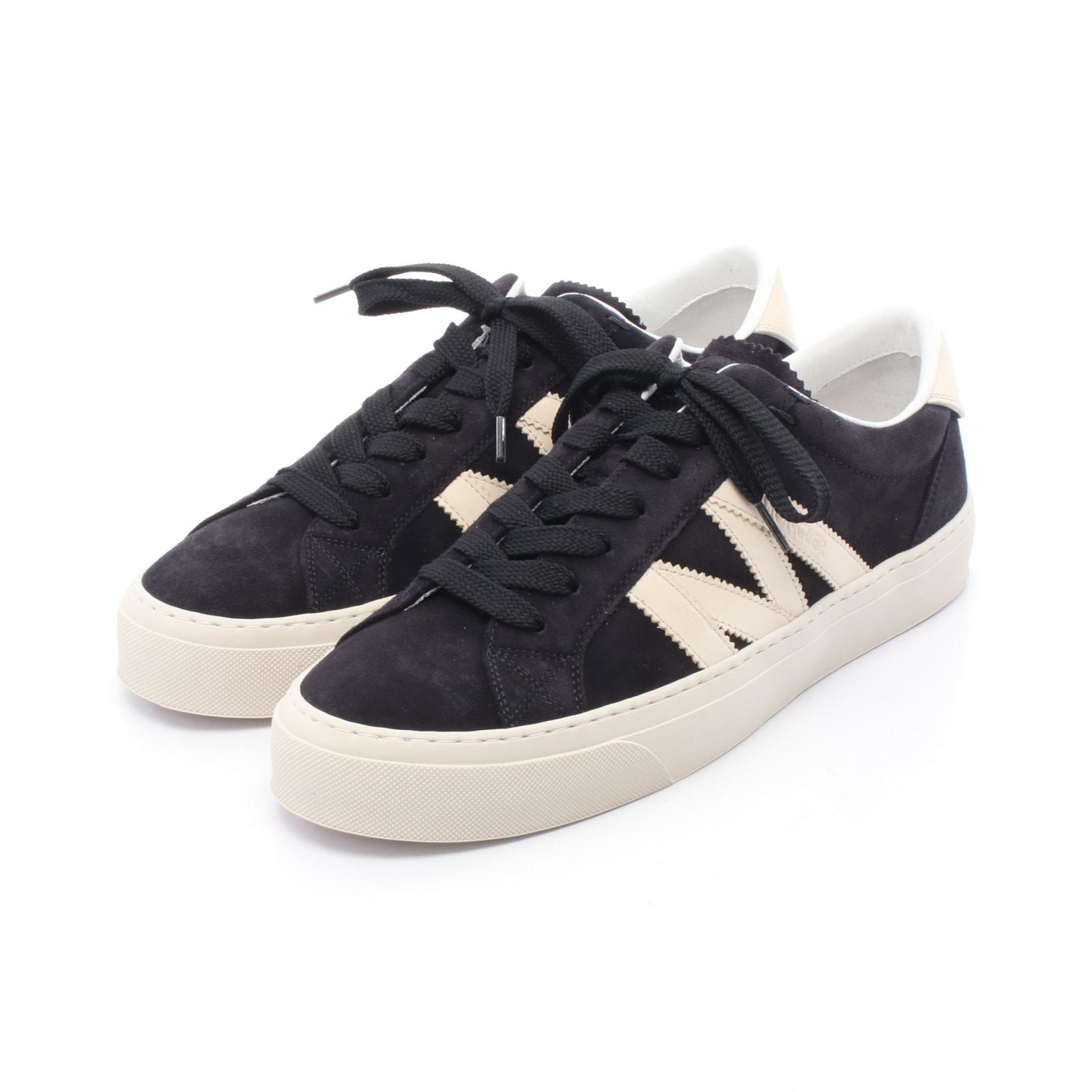 モンクレール MONCLER MONACO2 スニーカー 靴 スウェード レザー メンズ ブラック系 / アイボリー系 4M00180M607074U45 【新品】