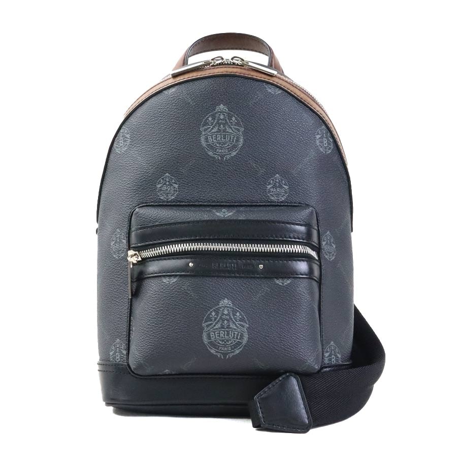 ベルルッティ Berluti ボディバッグ エクスプローラー ボディバッグ PVCコーティングキャンバス/レザー ブラック×ブラウン メンズ【中古】 90193g