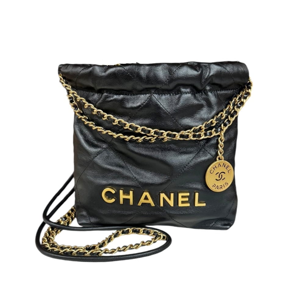 シャネル ミニハンドバッグ シャネル22 ショルダーバッグ AS3980 ブラック レディース CHANEL  中古