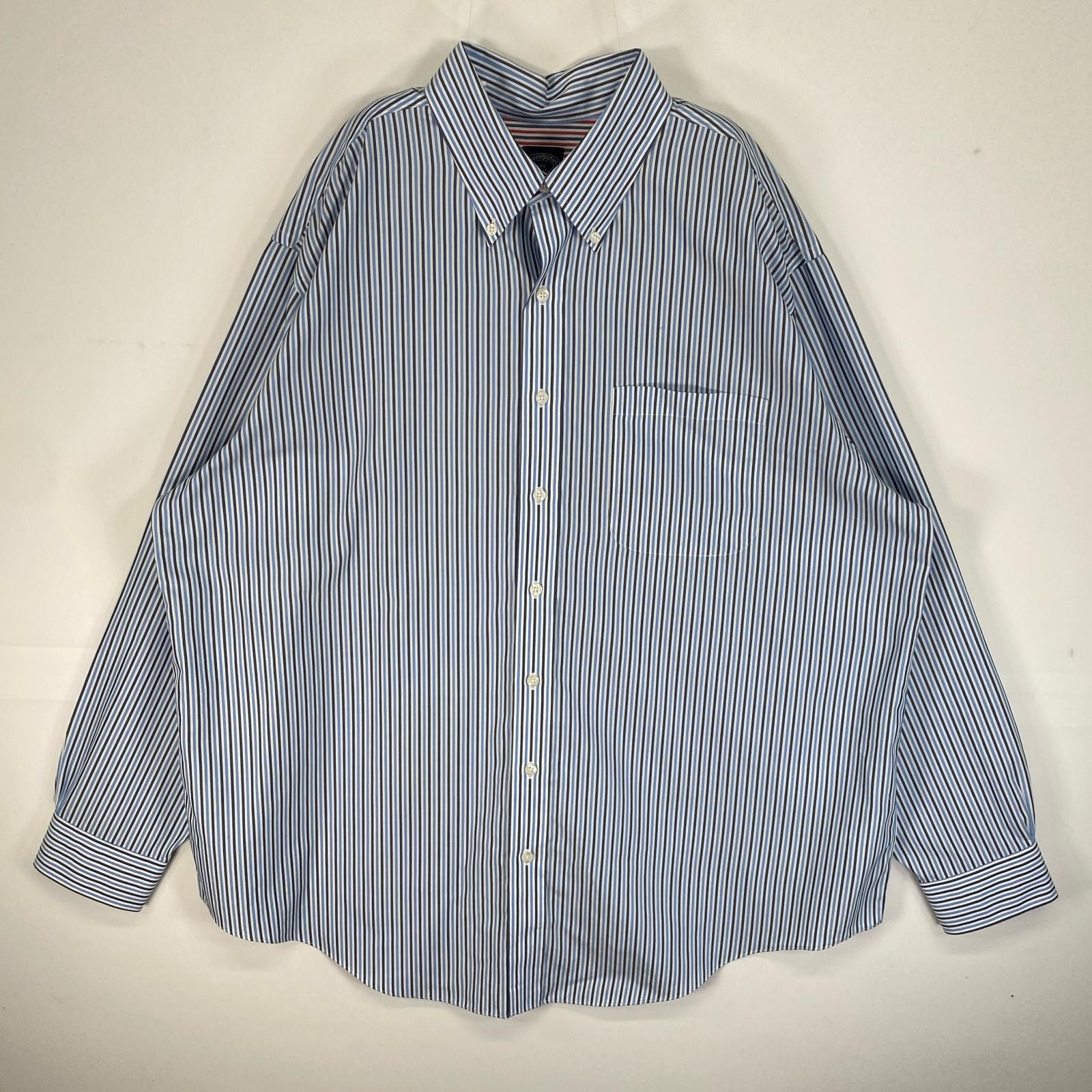 古着 ブルックスブラザーズ Brooks Brothers 長袖シャツ ストライプ 大きいサイズ 胸ポケット ボタンダウン XL  ブルー系 マルチカラー メンズ