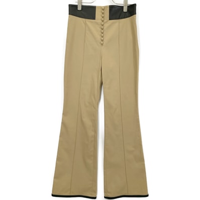 マメクロゴウチ MM21PF-PT706 ベージュ ハイウェストチノフレアトラウザーズ 2