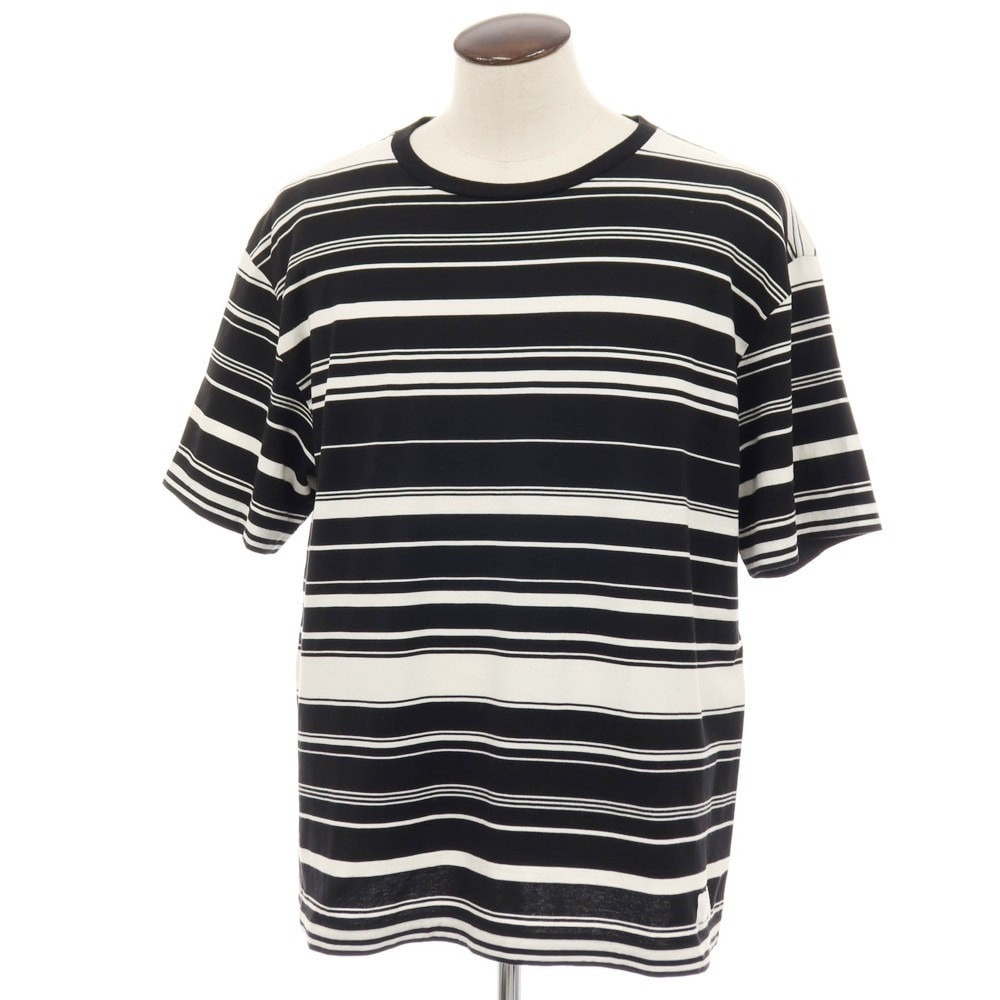 【中古】ユニフォームエクスペリメント uniform experiment コットン ボーダー クルーネック 半袖Tシャツ ブラックxホワイト【サイズ4】【メンズ】