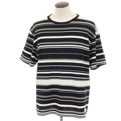 【中古】ユニフォームエクスペリメント uniform experiment コットン ボーダー クルーネック 半袖Tシャツ ブラックxホワイト【サイズ4】【メンズ】