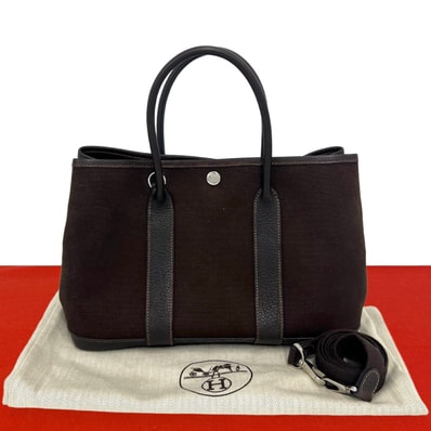HERMES エルメス ガーデンパーティー TPM トワルオフィシエ ブッフル ショルダーバッグ ブラウン
23673