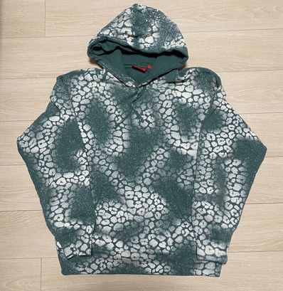 Supreme Bleached Leopard Hooded Sweatshirt "Dusty Teal"