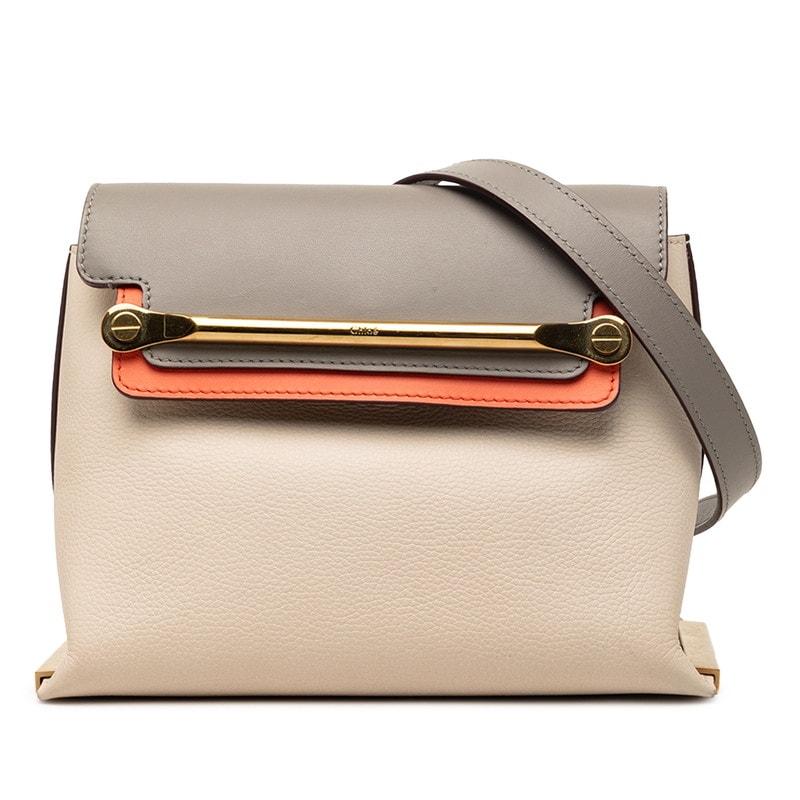 クロエ クレア チェーン ショルダーバック アイボリー グレー レザー レディース Chloe 【中古】