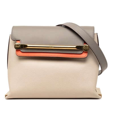 クロエ クレア チェーン ショルダーバック アイボリー グレー レザー レディース Chloe 【中古】