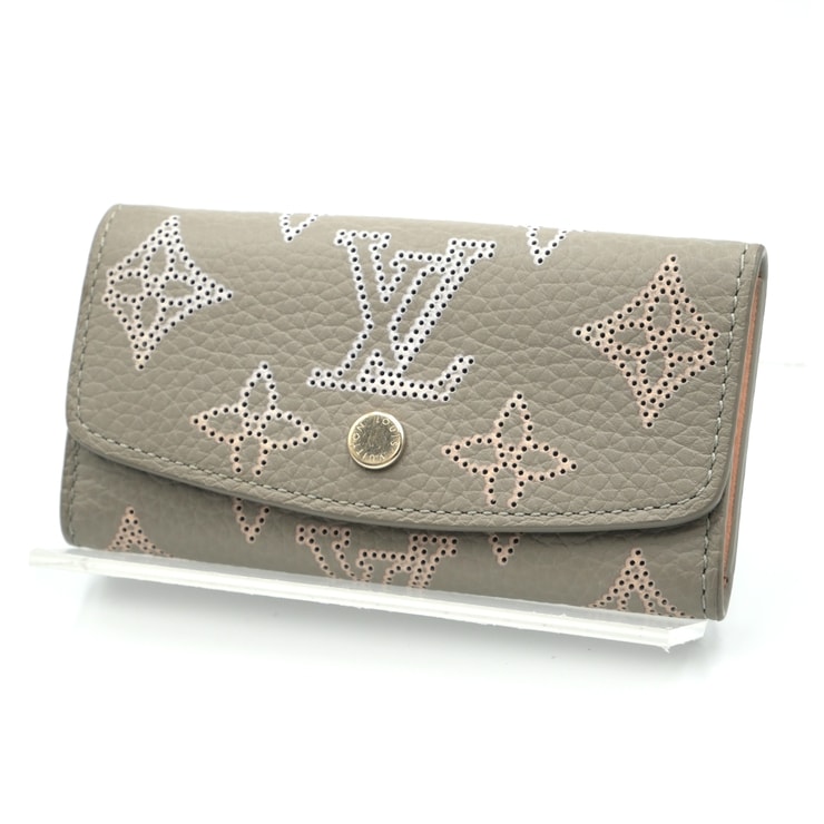 LOUIS VUITTON(ルイ ヴィトン)ミュルティクレ4 フライト・モード マヒナ 4連キーケース グレー系 レザー ゴールド金具 M82648【中古】