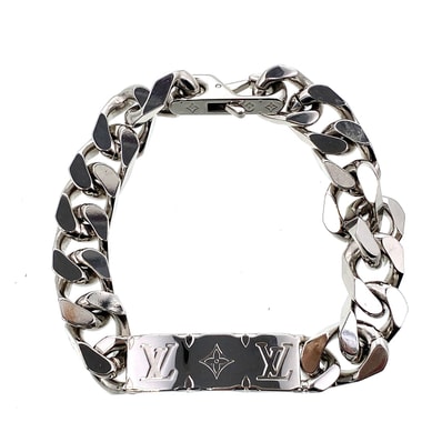 LOUIS VUITTON ルイ・ヴィトン チェーンブレスレット モノグラム L ブレスレット M00856 シルバー メンズ【中古】