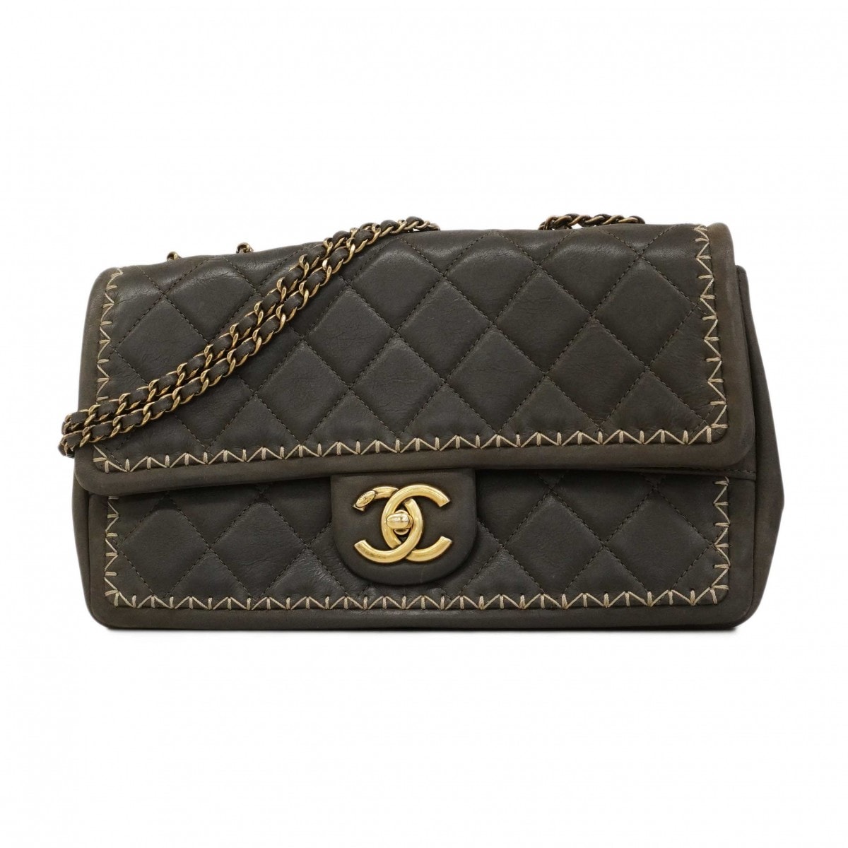 ★最終価格★SALE【6db2185】シャネル ショルダーバッグ マトラッセ Wチェーン ラムスキン ブラウン ゴールド金具【中古】レディース