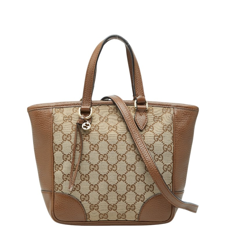 グッチ GGキャンバス ハンドバッグ ショルダーバッグ 2WAY 449241 ブラウン ベージュ レザー キャンバス レディース GUCCI 【中古】