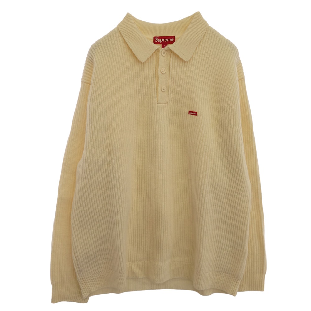 Supreme シュプリーム ニット 23AW Small Box Polo Sweater スモール ボックス ロゴ ポロ セーター ニット ホワイト系 L【中古】