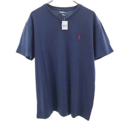 未使用 Polo by Ralph Lauren ポロバイラルフローレン 半袖 Vネック Tシャツ M ネイビー