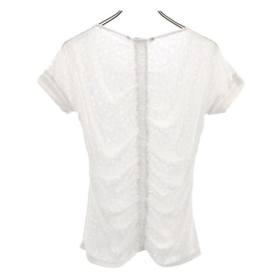 ARMANI EXCHANGE アルマーニエクスチェンジ バック ギャザー 半袖 バックギャザー カットソー XS 白 フレンチスリーブ 透かし柄