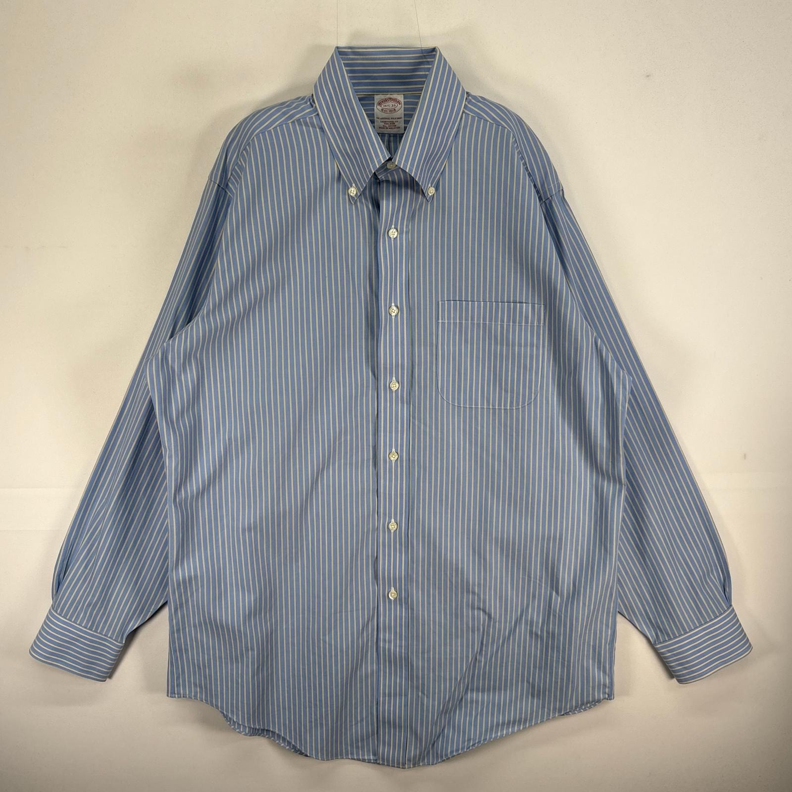 古着 ブルックスブラザーズ Brooks Brothers 長袖シャツ ボタンダウン 胸ポケ TRADITIONAL FIT M  ブルー系 ストライプ メンズ