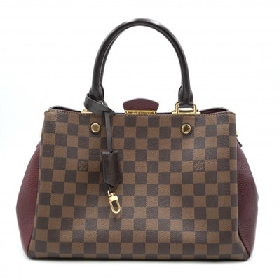 LOUIS VUITTON(ルイ・ヴィトン)ブリタニー ダミエ・エベヌ ハンドバッグ ショルダーバッグ 2WAY ボルドー ゴールド金具 N41674【中古】
