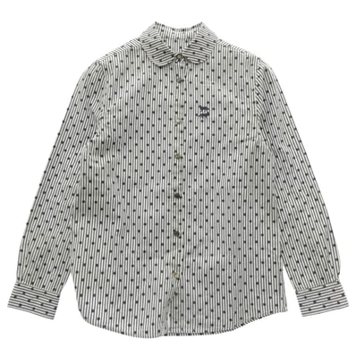 MAISON KITSUNE メゾンキツネ ブラウス DSMG限定 ダブルフォックスエンブロイダリー ドット柄 丸襟 長袖 ストライプシャツ ホワイト系 グレー系 34【中古】
