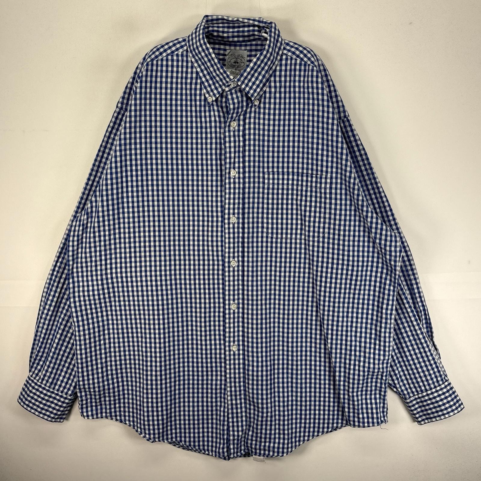 古着 ブルックスブラザーズ Brooks Brothers 長袖シャツ ボタンダウン 胸ポケット L  ブルー系 チェック メンズ