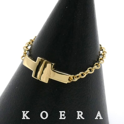 TIFFANY&Co. ティファニー K18YG イエローゴールド T TWO チェーンリング リング・指輪 12号 1.0g レディース【中古】【美品】