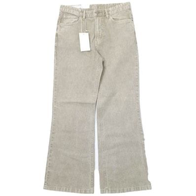 新品 ZARA ザラ フレアフィットテクスチャーコットンパンツ 4575/440/710 EU40 BEIGE ブーツカット ボトムス g28400