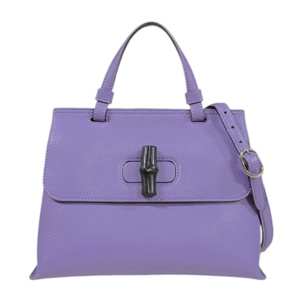グッチ デイリー バンブー ショルダーバッグ レザー 370831 パープル レディース GUCCI 中古