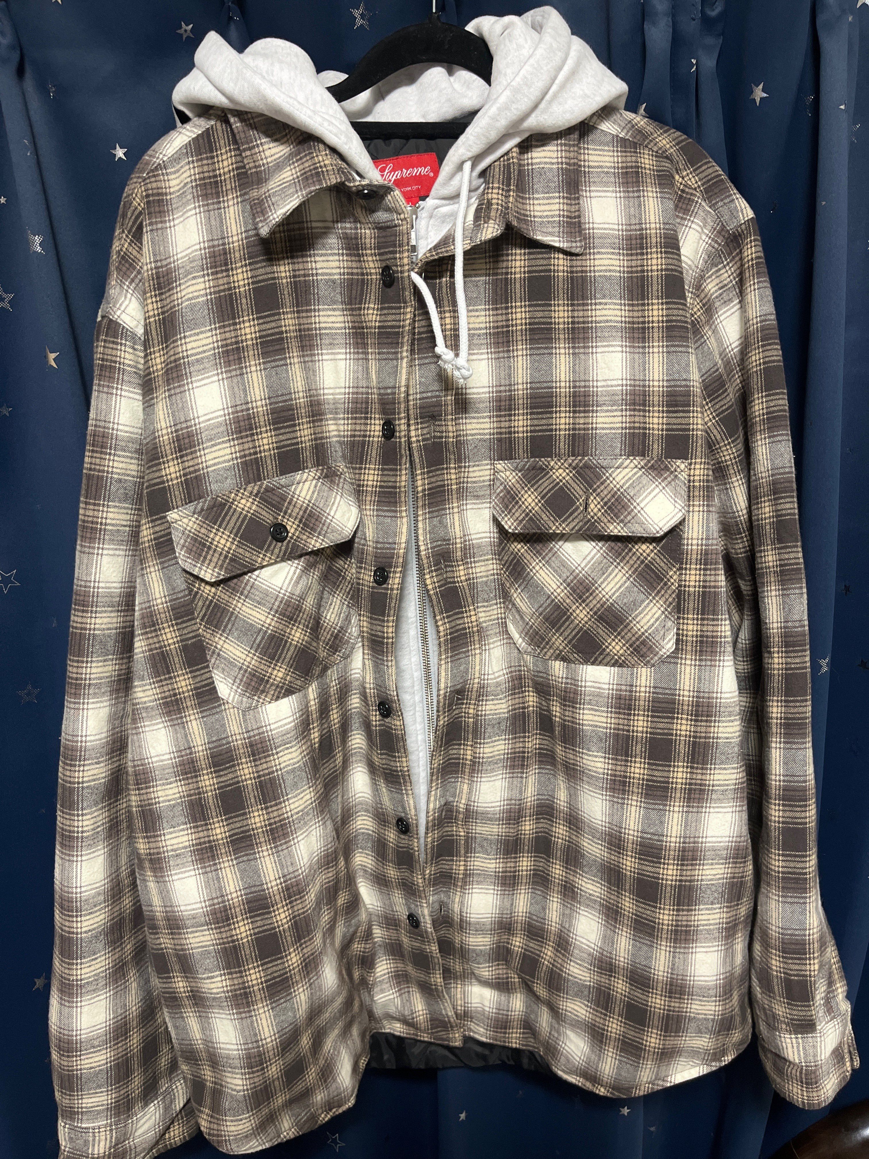 Supreme Hooded Flannel Zip Up Shirt "Brown"